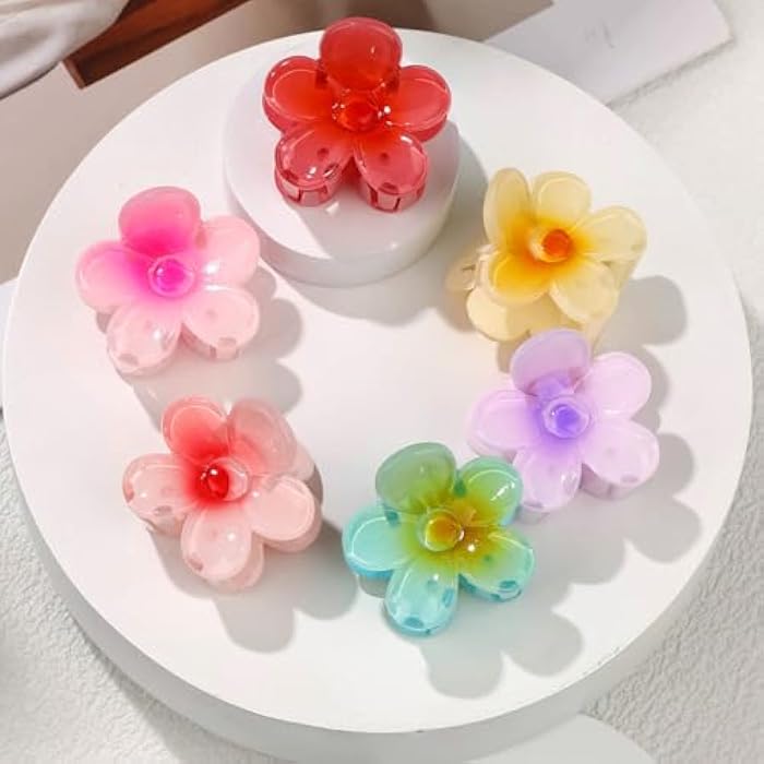 Canitor Small Flower Hair Clips for Women Girls Toddler 12 PCS 1.6 inch Small Flower Claw Clips for Thin Fine Hair Summer Cute Hair Accessories - Image 1